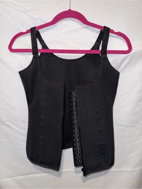 Black Front-Zip & Hook-Closure Shapewear Tank